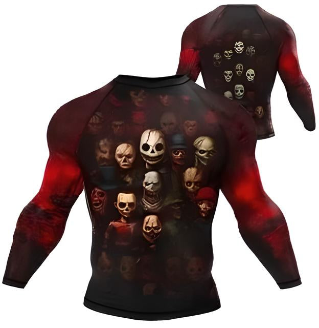 Evil Faces Long Sleeve BJJ MMA Rash Guard