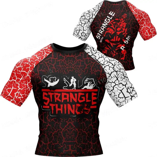 Strangle Things Rash Guard BJJ MMA Short Sleeve