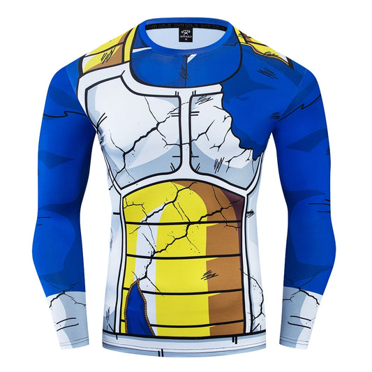 DBZ Vegeta Men's Rash Guard 3D printed shirt. Anime Cartoon Long/Short Sleeve base layer